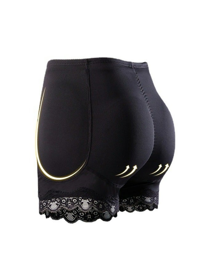 Loquat Great Elasticity Lace Stitching Body Shaper Tummy Control Boxer Briefs Solid Color Shapewear Pants for Women Seamless Underwear Black  - Image 1