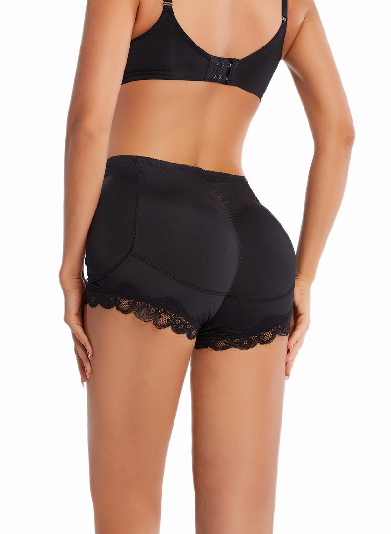 Loquat Great Elasticity Lace Stitching Body Shaper Tummy Control Boxer Briefs Solid Color Shapewear Pants for Women Seamless Underwear Black  - Image 2