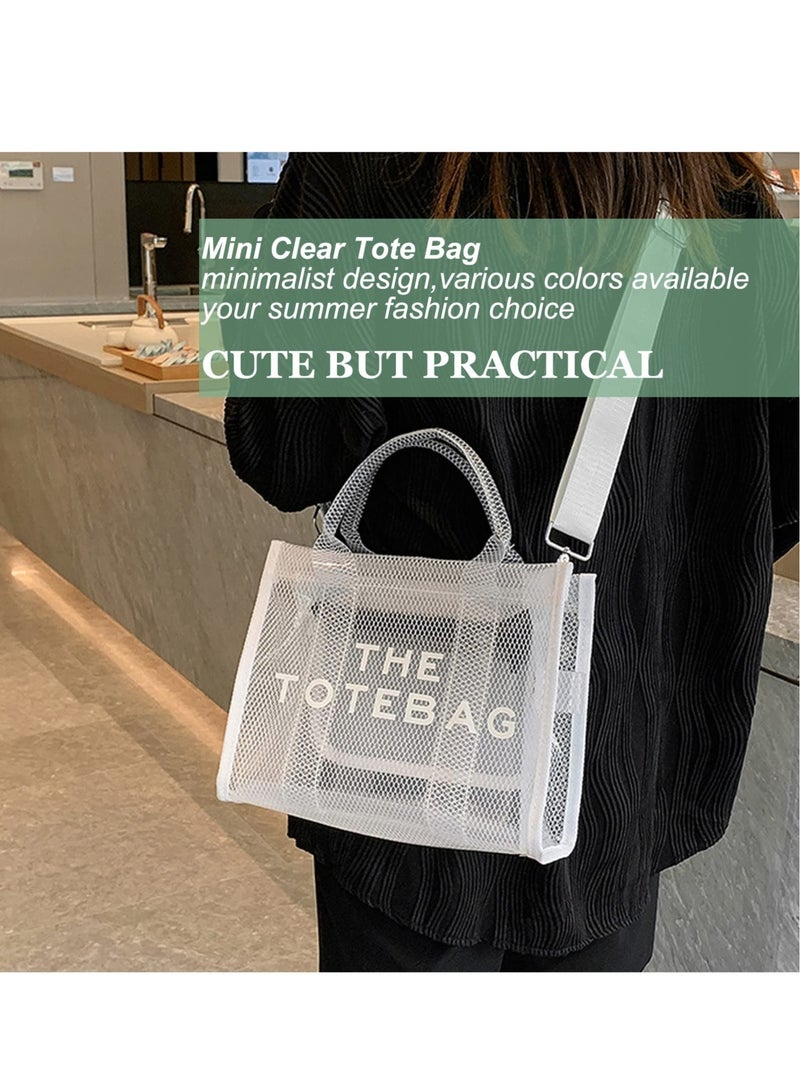Excefore Fashion Clear Tote Bag for Women, lightweight PVC Beach Bag, Small Handbag, Shoulder Crossbody Purse for Work, Travel, Pool, Stadium - Image 3