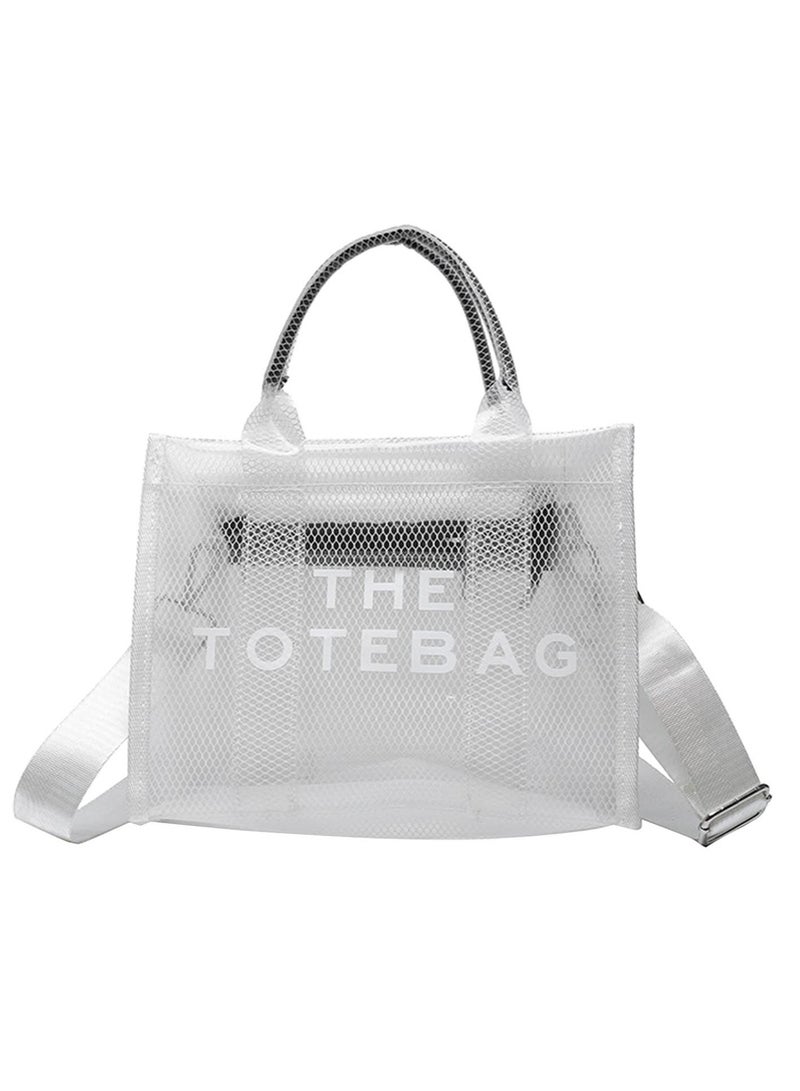 Excefore Fashion Clear Tote Bag for Women, lightweight PVC Beach Bag, Small Handbag, Shoulder Crossbody Purse for Work, Travel, Pool, Stadium - Image 1