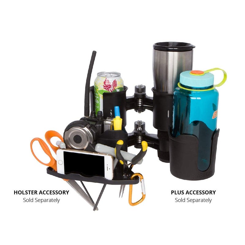 ROBOCUP, (Black), Patented Boat Cup Holder, Clamp on Portable Storage Caddy Securely Holds 2 Drinks, Fishing Poles, Tools, Marine Gear | Perfect for Boating, Beach Umbrellas, Golf Carts - Image 5