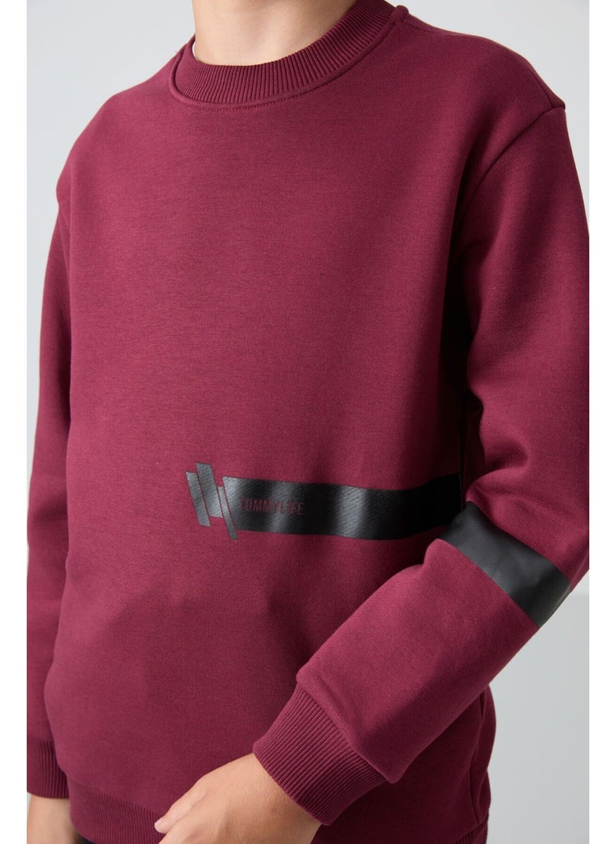 Tommy Life Judas tree cotton thick fluffy soft textured standard fit printed boy sweatshirt - 11238  - Image 3