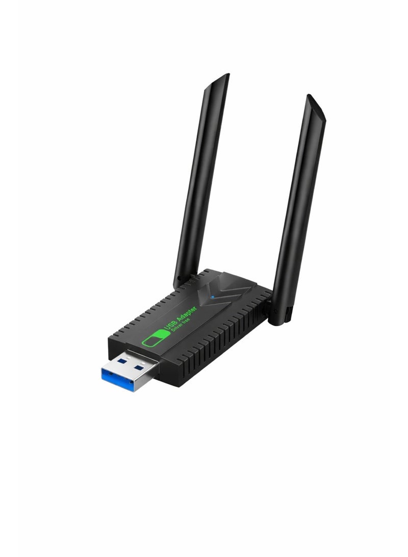 محول واي فاي لاسلكي USB، بسرعة 5800 ميجابت في الثانية، ثنائي النطاق 5.8/2.4 جيجاهرتز، مستقبل شبكة لاسلكية خارجي لأجهزة الكمبيوتر المكتبية والمحمولة واللوحية، يدعم أنظمة التشغيل ويندوز 11/10/8/7/فيستا/إكس بي - Image 1