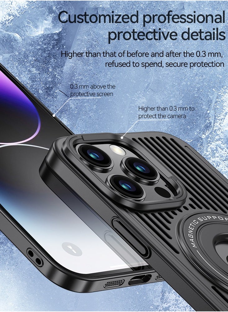 Color Fans - Magnetic Heat Dissipation Case with Invisible Kickstand,Compatible with Magsafe Wireless Charging,Shockproof Protective Case（Purple/iPhone 15 Pro） - Image 1