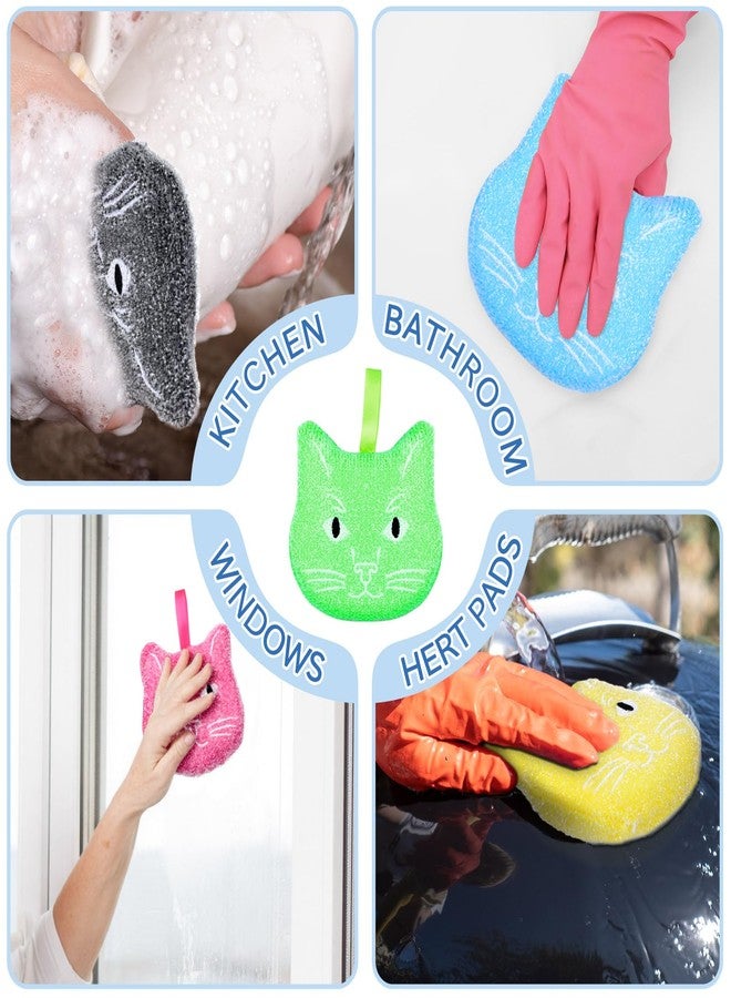LemonRoad 6 Pcs Reusable Scrub Sponge Kitchen Sponge Fun Dish Scrubbers Color Cute Reusable Non Scratch Dish for Washing Dishes Kitchen Bathroom Good for Gift - Image 5