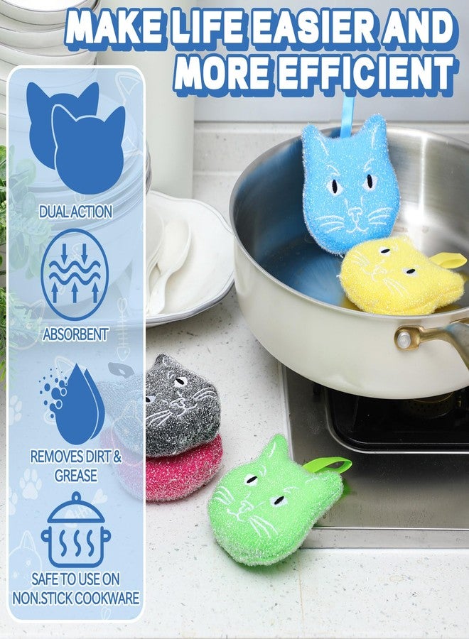 LemonRoad 6 Pcs Reusable Scrub Sponge Kitchen Sponge Fun Dish Scrubbers Color Cute Reusable Non Scratch Dish for Washing Dishes Kitchen Bathroom Good for Gift - Image 3