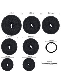 TsMADDTs Donut Bun Maker, TsMADDTs Hair Ring Style Bun Maker Set with 7pcs Hair Bun Makers 5pcs Hair Elastic Bands 20pcs Hair Pins Black  - Image 2