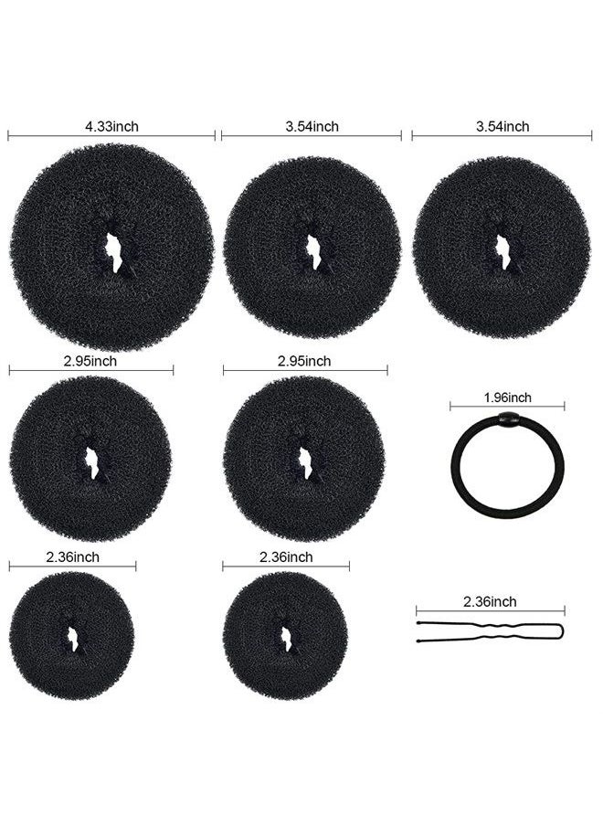 TsMADDTs Donut Bun Maker, TsMADDTs Hair Ring Style Bun Maker Set with 7pcs Hair Bun Makers 5pcs Hair Elastic Bands 20pcs Hair Pins Black  - Image 2