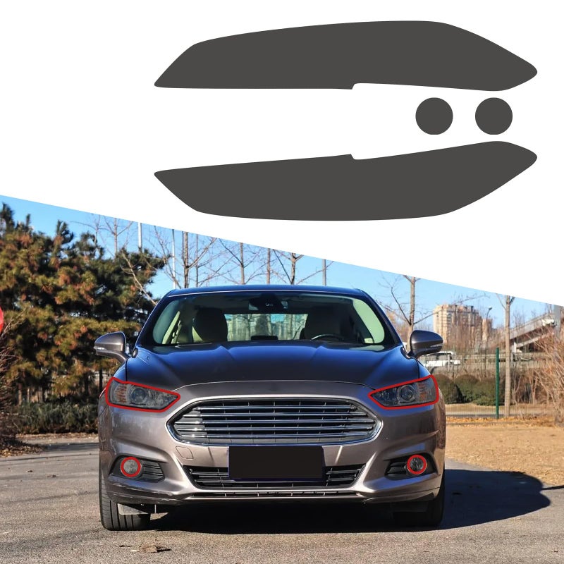 Agulier Compatible with 20 Dark Smoke Headlight Vinyl Tint Film PreCut Overlay Wrap Cover for Ford Fusion 20132016Exterior Accessories