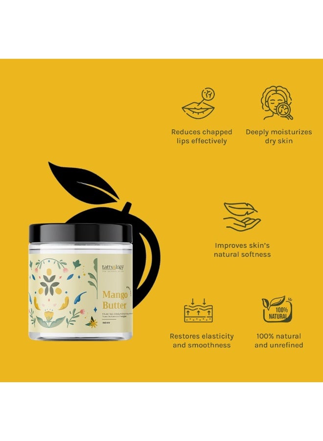 Tattvalogy Mango Butter | 100% Raw, Unprocessed and Unrefined Body Butter | Lotion For Dry Skin | Lip Balm | Lip Cream | For Moisturization & Nourishment of Body and Skin | In Plastic Jar - 50 gm - Image 4