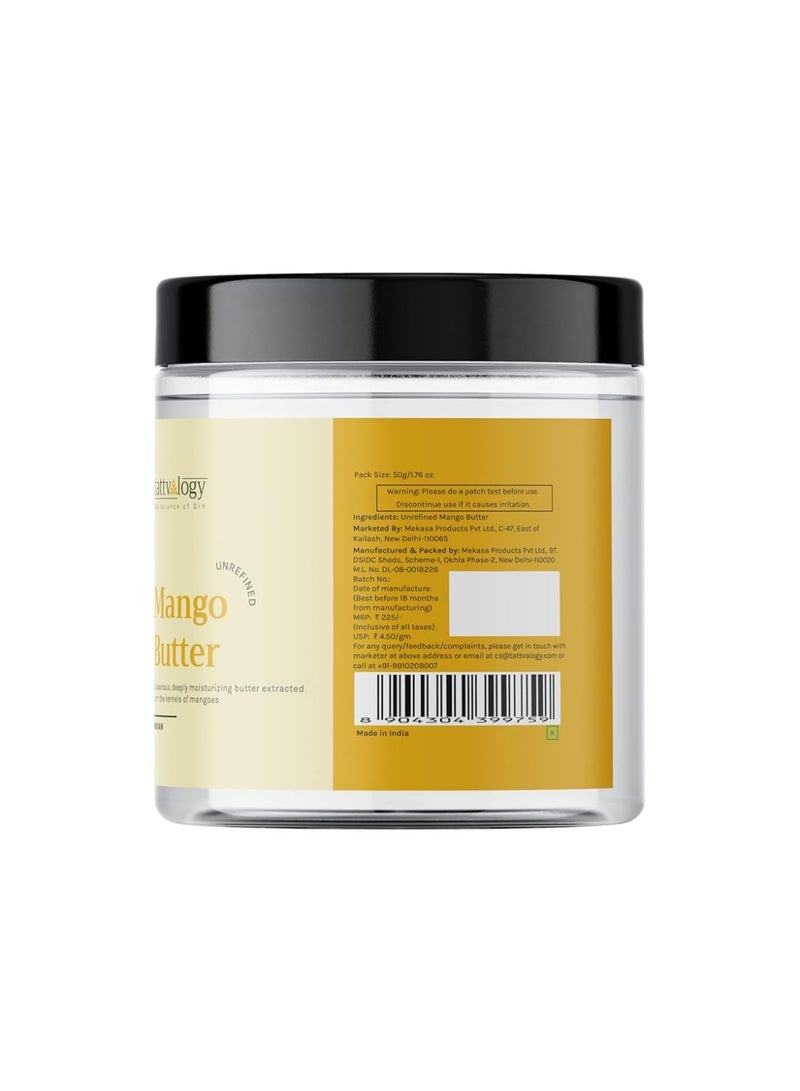 Tattvalogy Mango Butter | 100% Raw, Unprocessed and Unrefined Body Butter | Lotion For Dry Skin | Lip Balm | Lip Cream | For Moisturization & Nourishment of Body and Skin | In Plastic Jar - 50 gm - Image 3
