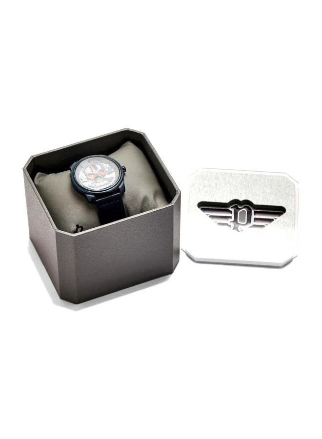 POLICE Men's Bleder Round Shape Leather Band Analog Wrist Watch 42 mm - Grey