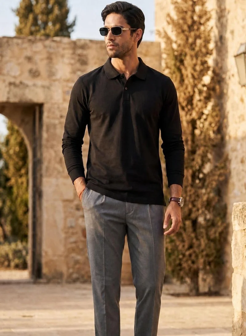 Dennis Lingo Men Black Cotton Blend Solid Regular T-Shirt