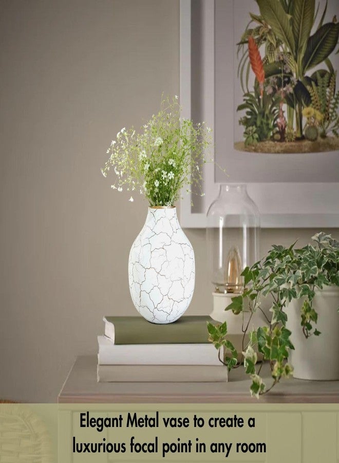 Behoma Metal Flower Vase for Home Decor Bedroom Living Room Office Wedding | Table Decorative Item for Festivals Birthday Off White Bud Shape Small (Flower Not Included) - Image 4