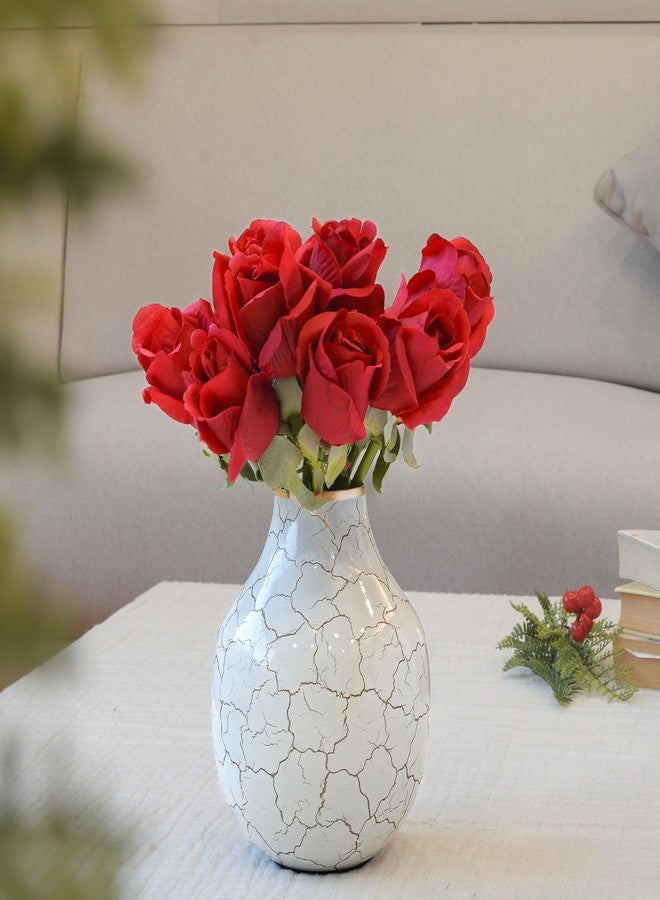 Behoma Metal Flower Vase for Home Decor Bedroom Living Room Office Wedding | Table Decorative Item for Festivals Birthday Off White Bud Shape Small (Flower Not Included) - Image 3