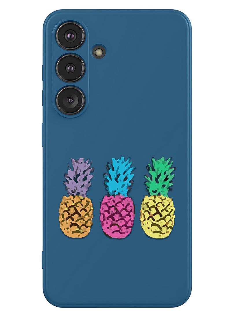 Theodor Protective Slim Fit Case Liquid Silicone Cover with Full Body Protection Anti-Scratch Shockproof Case For Samsung Galaxy S25 Plus (Blue) - pineapple - Image 1