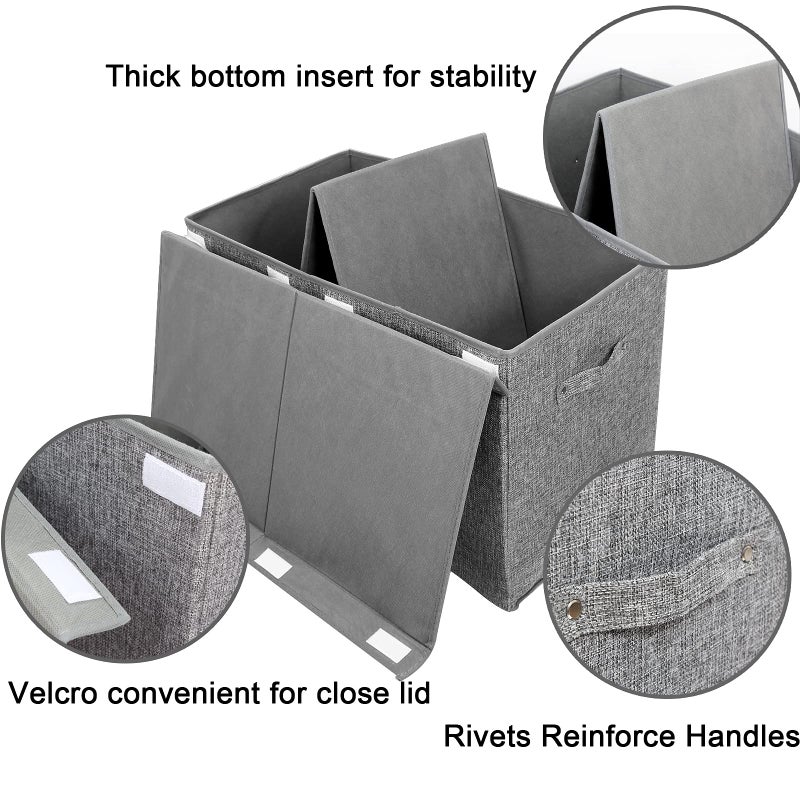 popoly Large Toy Box Chest with Lid, Collapsible Sturdy Toy Storage Organizer Boxes Bins Baskets for Kids, Boys, Girls, Nursery, Playroom, 25"x13" x16" (Linen Gray) - Image 3