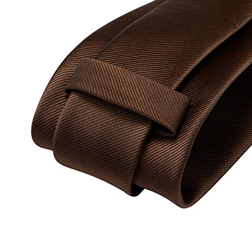 GUSLESON Brand Men's Wedding Solid Tie Sets Dark Brown Ties for Men Formal Necktie With Cufflinks and Pocket Square (0789-22) - Image 3