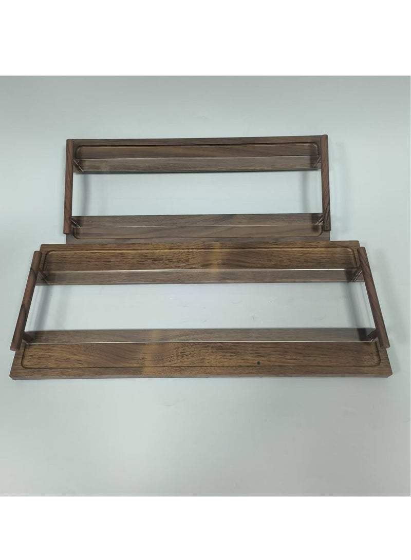2PCS Wood and Acrylic Tray with  Handles, Decorative Serving Tray for Coffee Table, Tea, Torage Rectangle