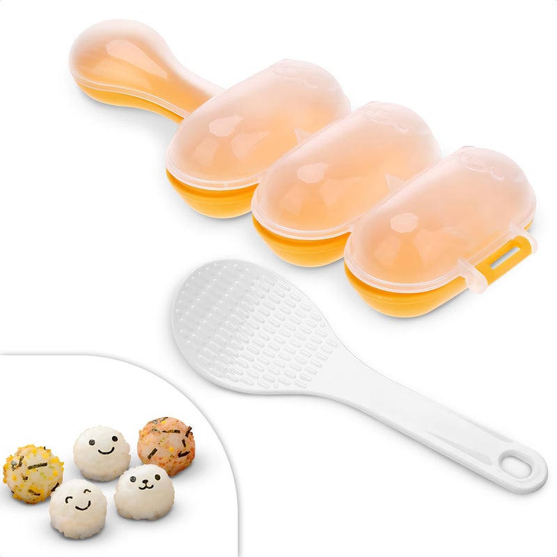 Rice Ball Mold with Paddle Spoon Rice Ball Maker Mold for Temari Sushi YakiOnigiri Sushi Plates DIY Kit Designed for Creative Presentations on Sushi Plates Great for Sushi Plate Decorating
