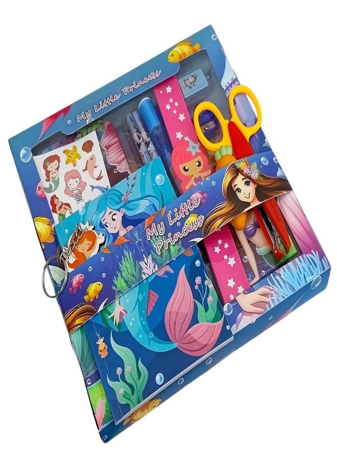 AMANVANI Mermaid Stationery Set For Girls, Stationery Kit Birthday Party Return gift for Girls, Combo of 8 Stationery items, Stationery Items for Girls - Image 3