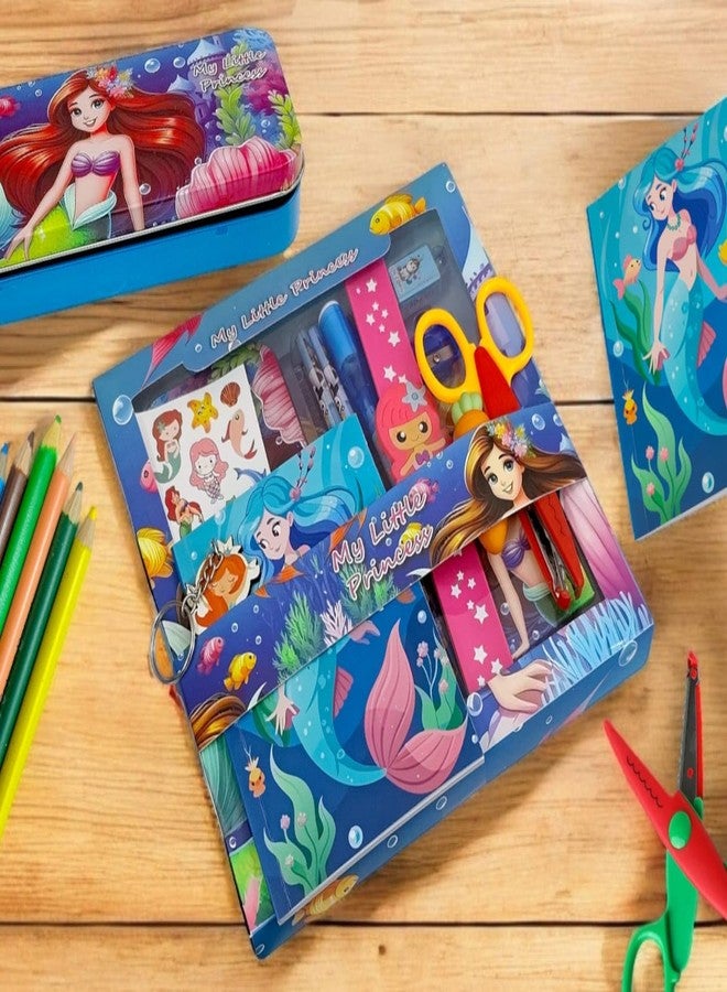 AMANVANI Mermaid Stationery Set For Girls, Stationery Kit Birthday Party Return gift for Girls, Combo of 8 Stationery items, Stationery Items for Girls - Image 4