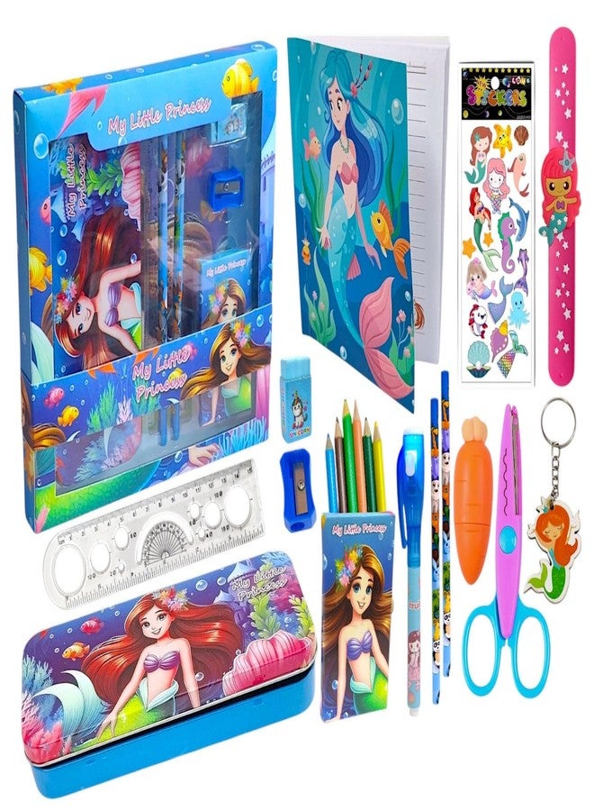 AMANVANI Mermaid Stationery Set For Girls, Stationery Kit Birthday Party Return gift for Girls, Combo of 8 Stationery items, Stationery Items for Girls - Image 1