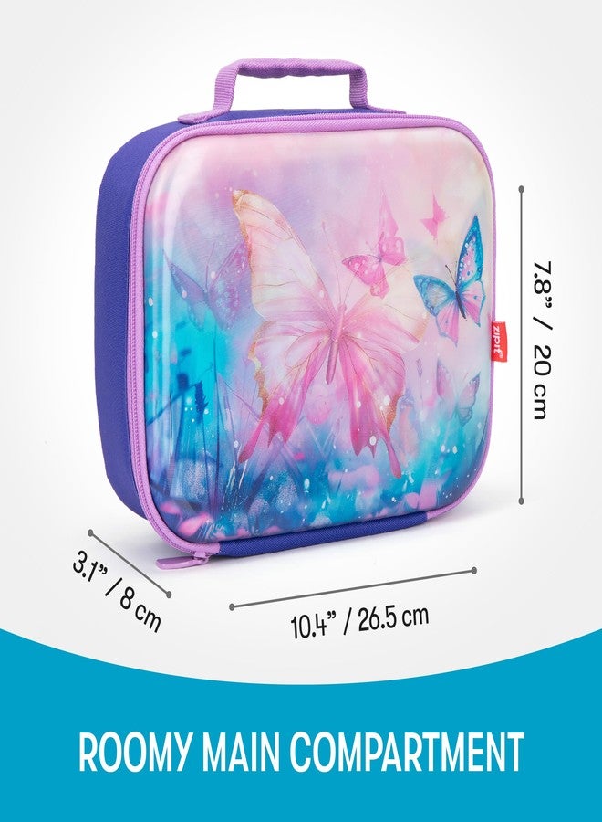 زيبيت حقيبة غداء ثلاثية الأبعاد للبنات من ZIPIT، صندوق غداء عدسي للمدرسة، مزينة بالفراشات - Image 4