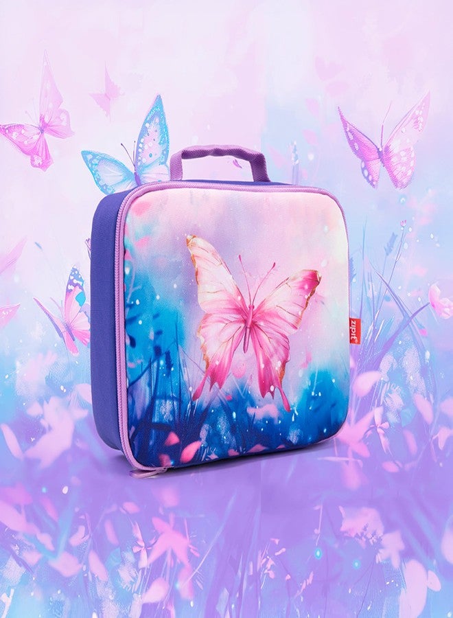 زيبيت حقيبة غداء ثلاثية الأبعاد للبنات من ZIPIT، صندوق غداء عدسي للمدرسة، مزينة بالفراشات - Image 5