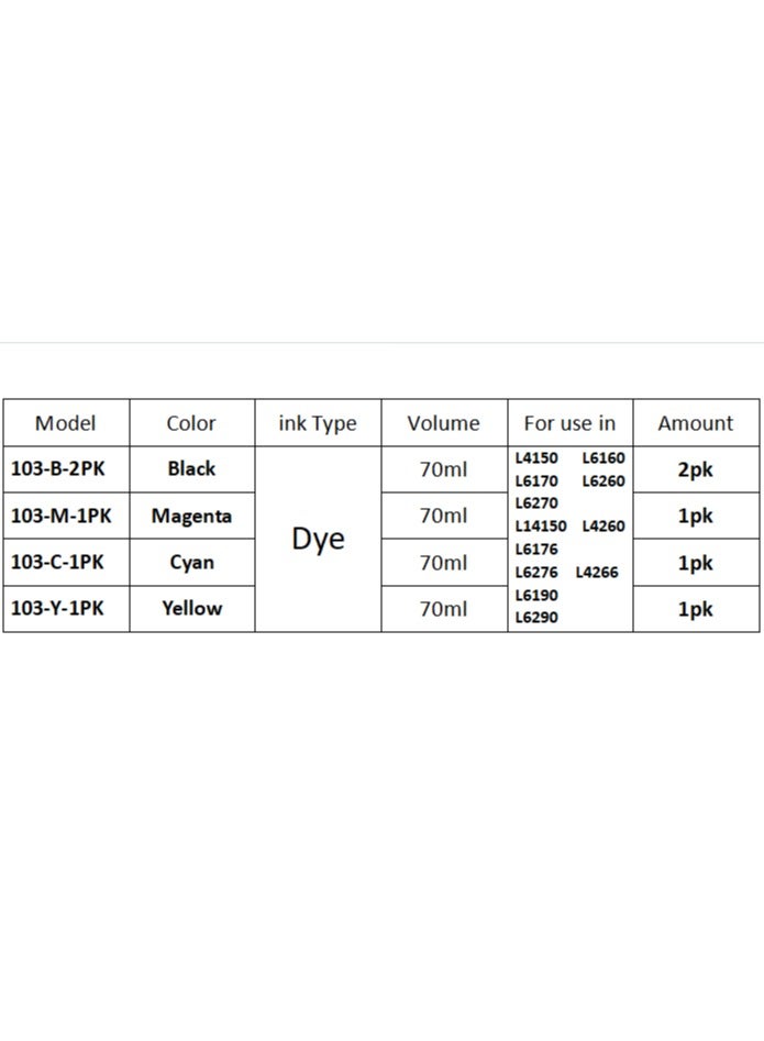 103 Ink Packs 103 Ink Sets Mono Ink 103 Black Ink for L1110 L3110 L3111 L3111 L3111 L3111 L3111 L3151 L3156 L3160 Up to 8000 pages (2 pack)  - Image 2