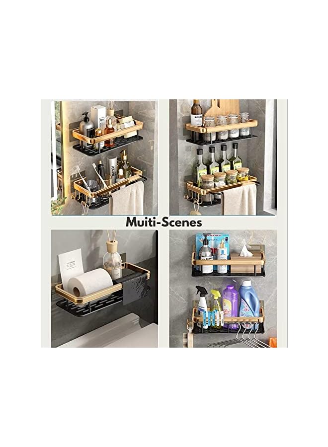 راكسوم رف الحمام كادي، منظم حامل الشامبو لتخزين الحمام بدون ثقب لاصق على الحائط من U-HOOME، رف دش الحمام 2PACK - Image 4