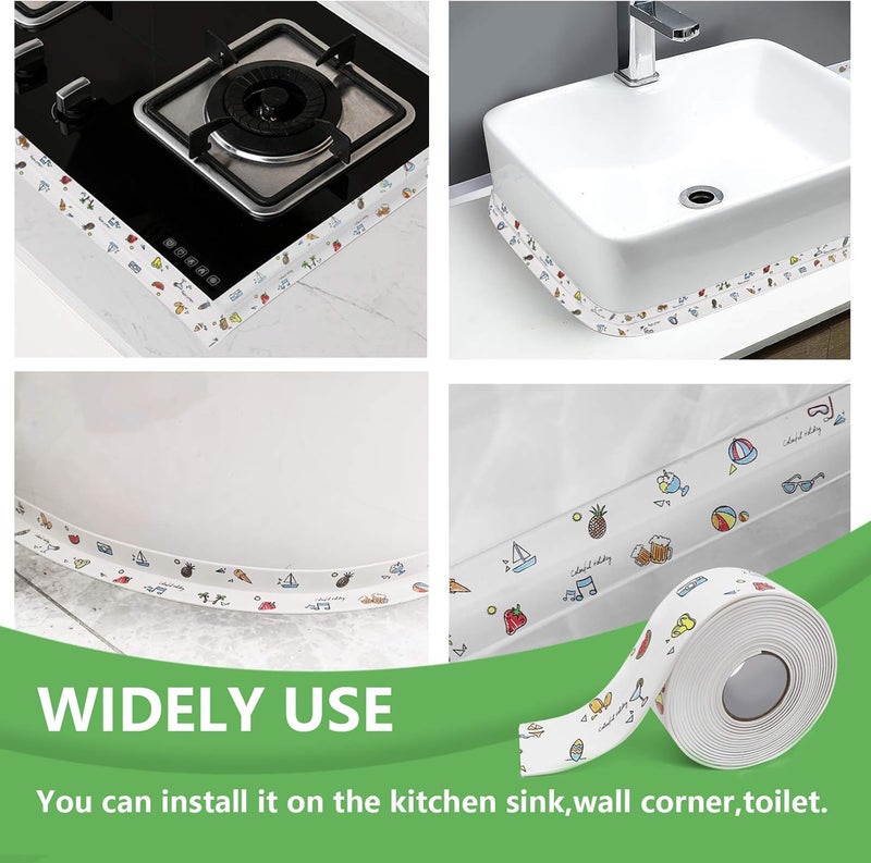 Flexible Self-Adhesive Sealing Tape – Waterproof PVC Caulk Strip – Multi-Purpose Kitchen & Bathroom Gap Filler – Decorative Cartoon Design - Image 2