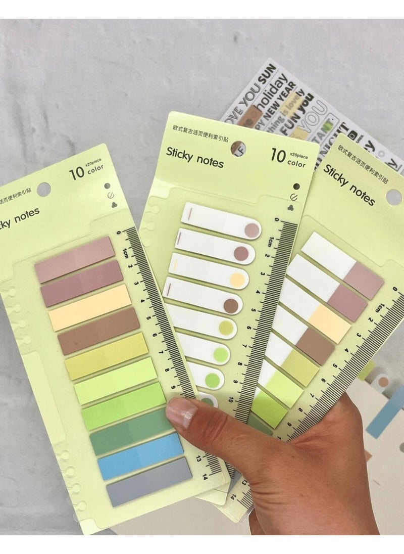 Kağıt Gemi Dükkan - 3-Piece Transparent Pet Index Set 10 Colored Ruled Soft Tones / Index Sticker / Postit / Post-It - Image 1