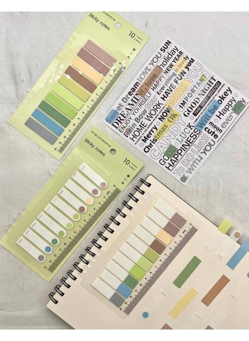 Kağıt Gemi Dükkan - 3-Piece Transparent Pet Index Set 10 Colored Ruled Soft Tones / Index Sticker / Postit / Post-It - Image 1