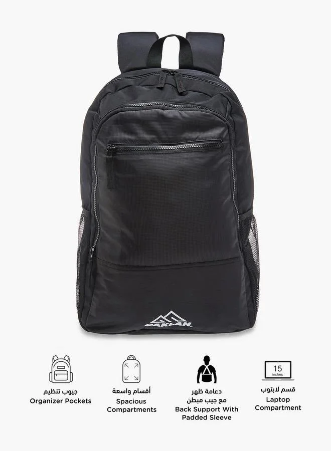 Oaklan By Shoexpress Logo Print School Backpack With Adjustable Straps - 15X29X45 Cm