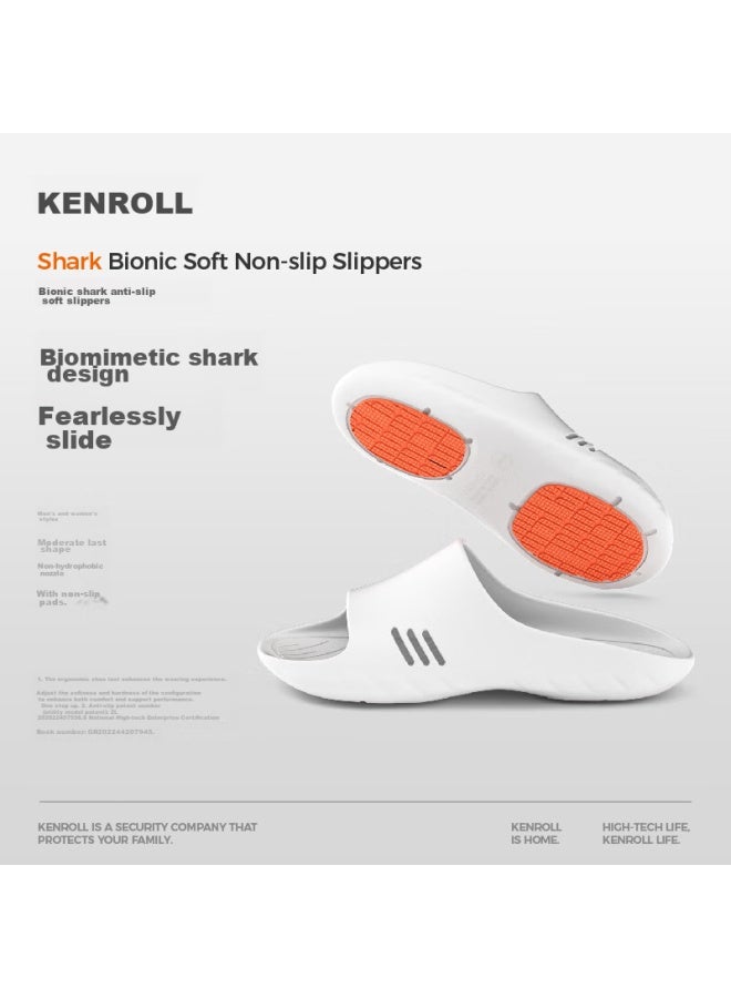 Kenroll Non-slip Slippers, Soft And Bouncy, For Home And Bathroom, Lightweight, Small Shark Design, Arch Support, All-season Sandals, Shell Gray, Size 39/40 - Image 1