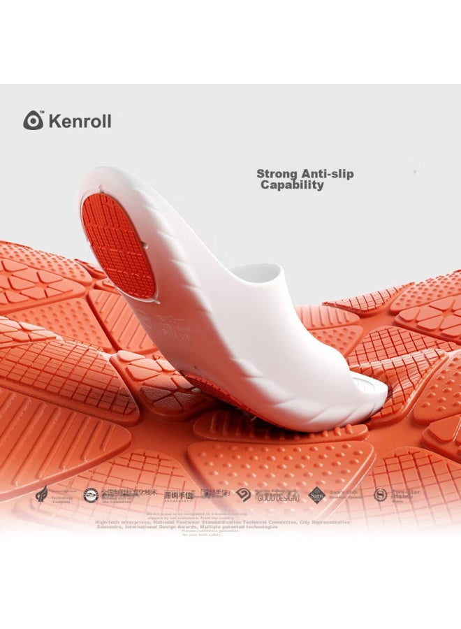 Kenroll Non-slip Slippers, Soft And Bouncy, For Home And Bathroom, Lightweight, Small Shark Design, Arch Support, All-season Sandals, Shell Gray, Size 39/40 - Image 2