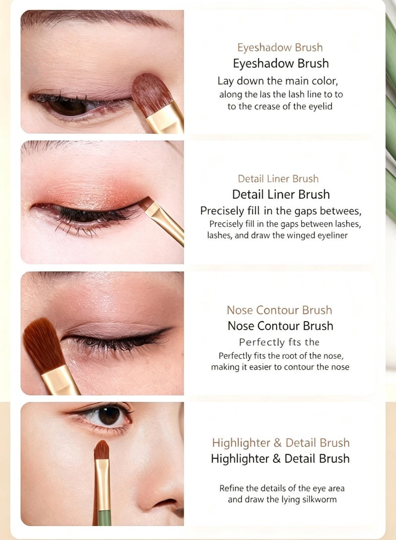 Myonly Eye Makeup Brush Set, 4 Pcs Professional Blending Eyeshadow Makeup Brushes for Concealer Eyebrows Eyeliner, Soft Hairs - Image 1
