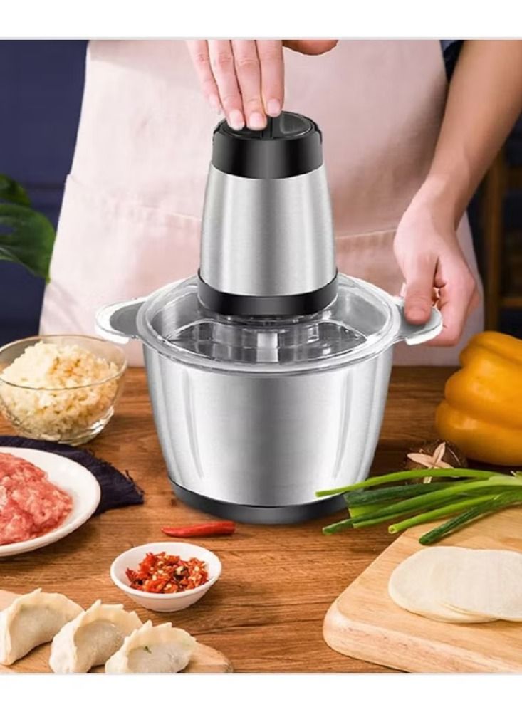 Dream Zone Food Chopper with 3L Stainless Steel Bowl Meat Chopper With Bi-Level Blades, 2 Speed Levels, 300W Multi Food Chopper For Meat, Vegetables, Fruits And Nuts - Image 2