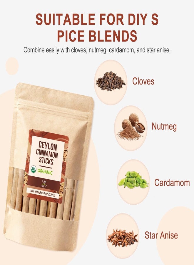 Soeos Ceylon Cinnamon Sticks, 8 oz (227g) Premium Grade Ceylon Cinnamon, Naturally Aromatic Whole for Baking, Cooking, Desserts, and Beverages - Image 5