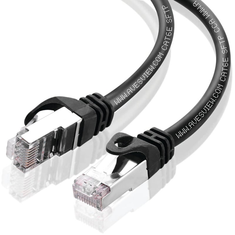 AvesView CAT 6 Shielded 50 ft Ethernet Cable, Indoor High-Speed (SFTP) 10Gbps Snagless Shielded Ethernet Cable 50 ft for Internet, Router, Computer, PlayStation, Xbox, POE Camera, Printer - Black - Image 2