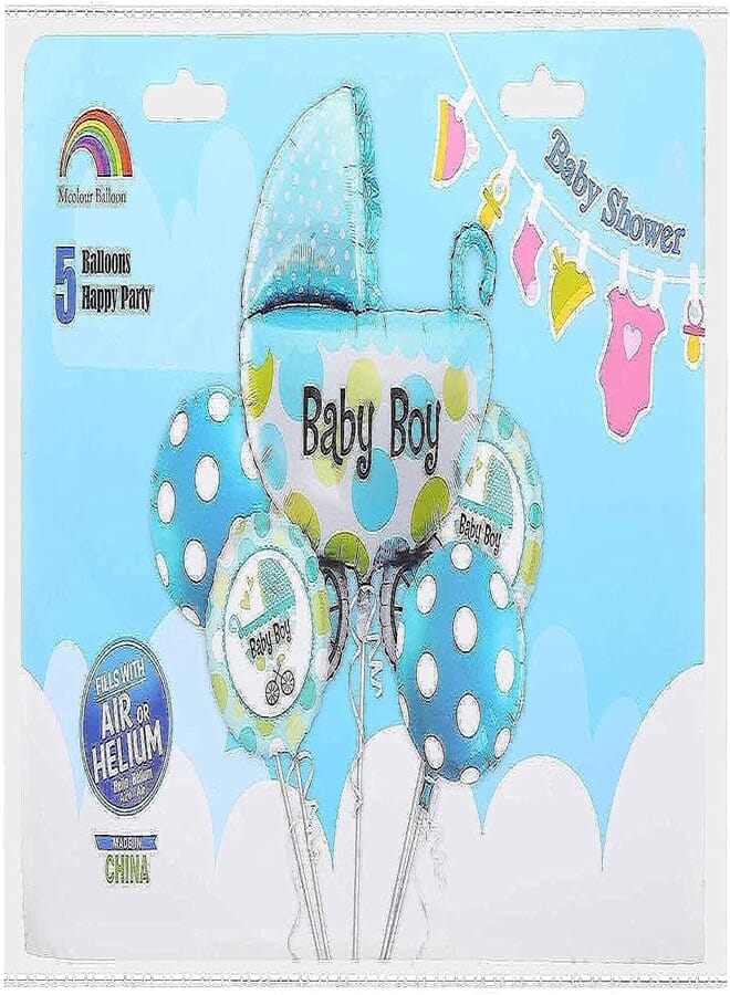 Mcolour Balloon Baby Boy Foil Balloons, Set of 5 - Multi Color