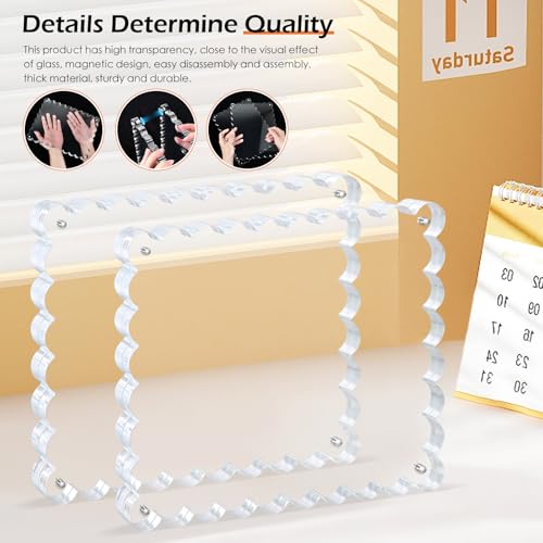 Chivalral 3Pack Scalloped Acrylic Photo Frame 8×10 Inch, 15+15mm Thick Block Clear Glass Photo Frame with Thick Block | Acrylic Picture Frames Modern Gift Set (3Pack, 8X10) - Image 4