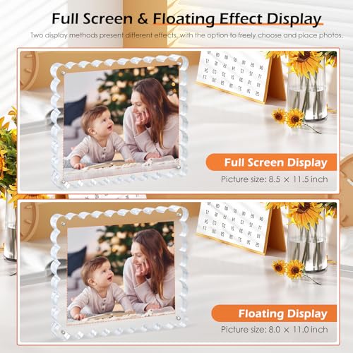 Chivalral 3Pack Scalloped Acrylic Photo Frame 8×10 Inch, 15+15mm Thick Block Clear Glass Photo Frame with Thick Block | Acrylic Picture Frames Modern Gift Set (3Pack, 8X10) - Image 2