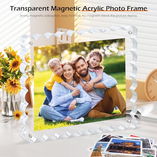 Chivalral 3Pack Scalloped Acrylic Photo Frame 8×10 Inch, 15+15mm Thick Block Clear Glass Photo Frame with Thick Block | Acrylic Picture Frames Modern Gift Set (3Pack, 8X10) - Image 5