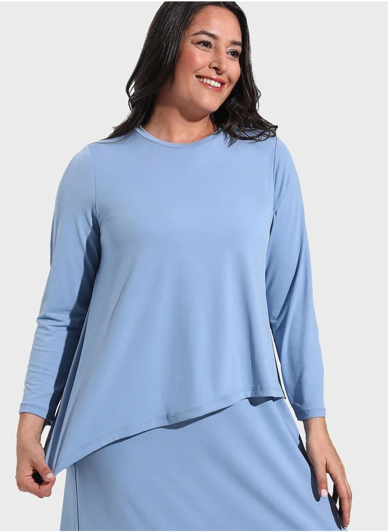 Alia by modanisa Round Neck Plus Size Dress