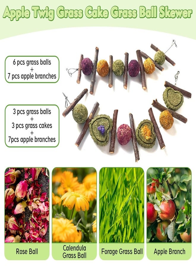 Hamiledyi Bunny Chew Toys Rabbit Hanging Toys for Teeth Grinding Rabbit Toys Natural Fruit Sticks Timothy Grass Cakes Chew Toys and Treats Improve Dental Health for Guinea Pig Hamster Chinchilla - Image 4