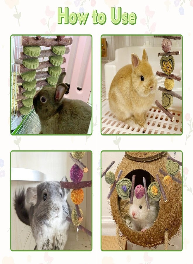 Hamiledyi Bunny Chew Toys Rabbit Hanging Toys for Teeth Grinding Rabbit Toys Natural Fruit Sticks Timothy Grass Cakes Chew Toys and Treats Improve Dental Health for Guinea Pig Hamster Chinchilla - Image 5