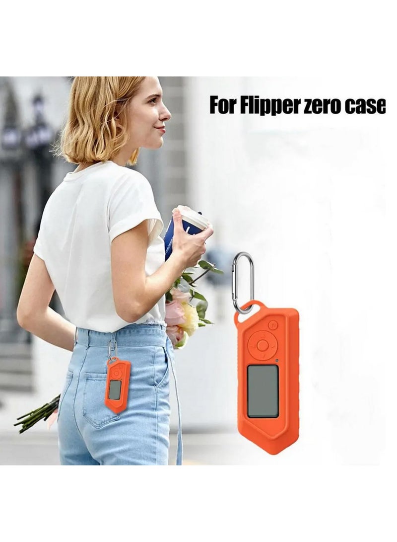 1 قطعة غطاء سيليكون واقي مع خطاف محمول لـ Flipper Zero بتغطية كاملة، مقاوم للصدمات، مقاوم للخدوش، تصميم خفيف الوزن وعصري (برتقالي) - Image 5