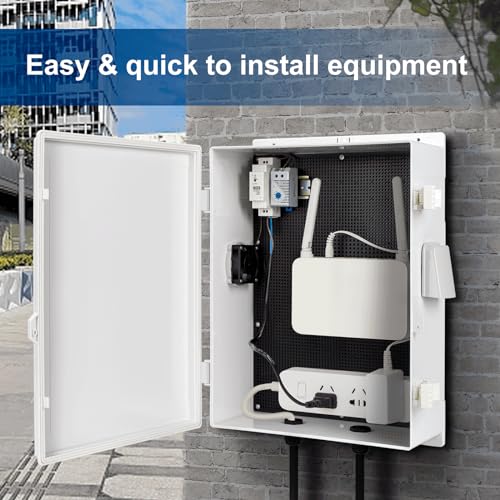 Namunanee Outdoor Electrical Box with Thermostat and Fan, ABS Water Resistant Enclosure with Internal Mounting Panel & Hinged Cover, 18.1" H* 12.6" L* 6.3" W, Plug & Play. - Image 2